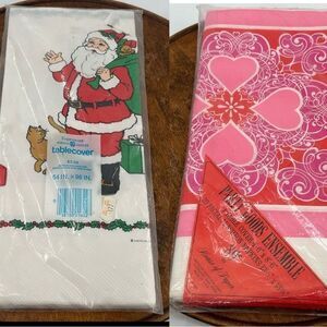 Vintage Paper Tablecloths Lot of 2 Christmas Valentines Day